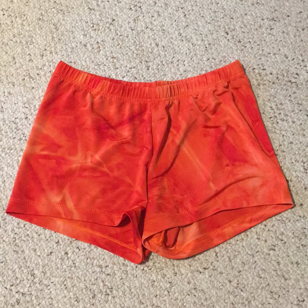 Orange spandex shorts